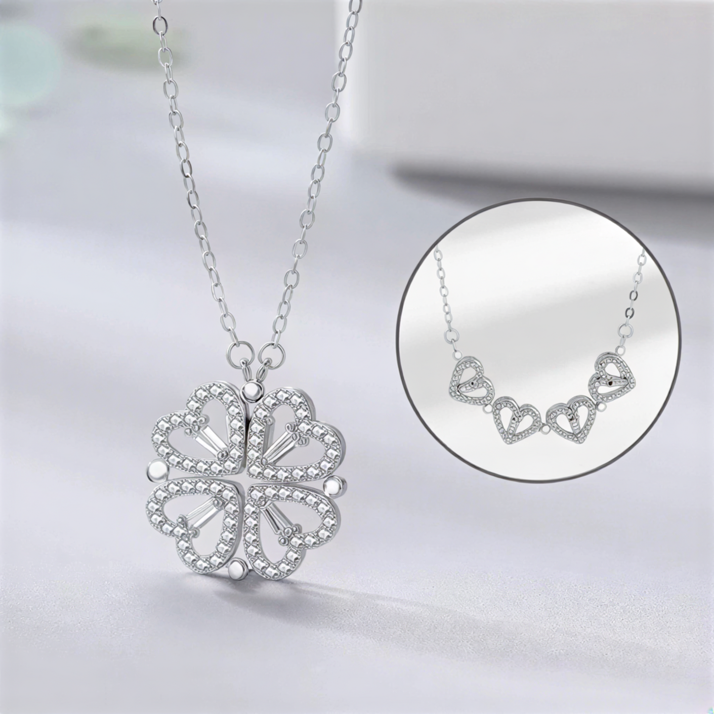 Collana in Argento "Heart to leaf" Magnetica 2 in 1